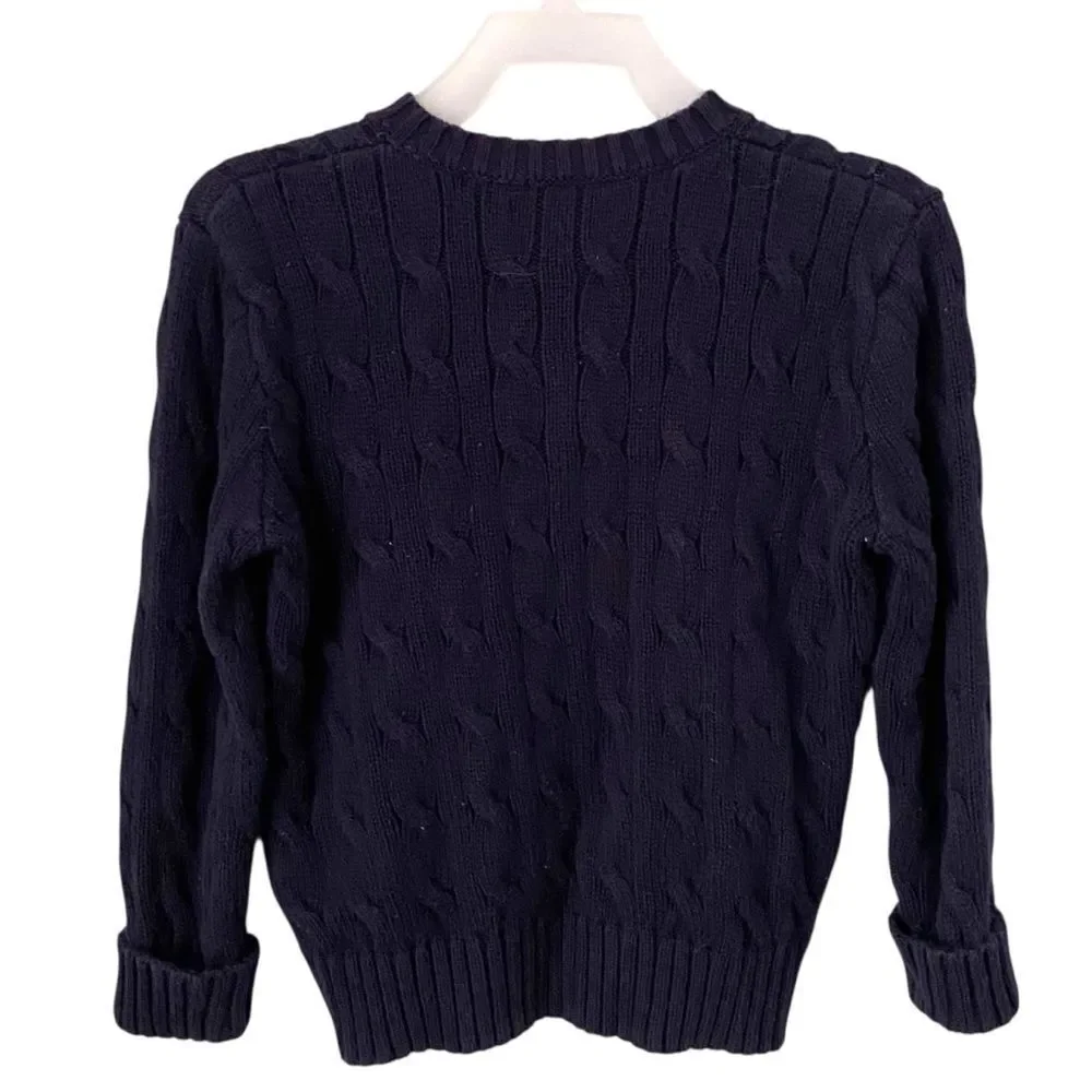 Ralph Lauren Dark Blue Knit Cotton V-Neck Cardigan Sweater in Size 24M